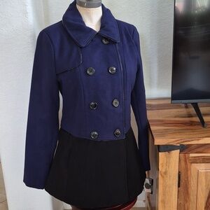 Steve Madden Color block Pea Coat Sz Medium